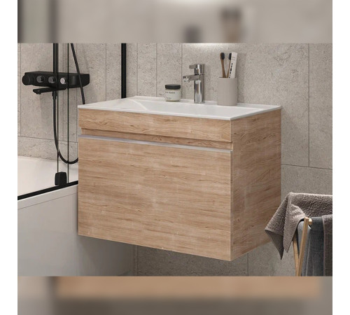 Тумба с раковиной подвесная Velvex Pulsus tp.PUL.PUL.70.1Y дуб сонома, 70 см