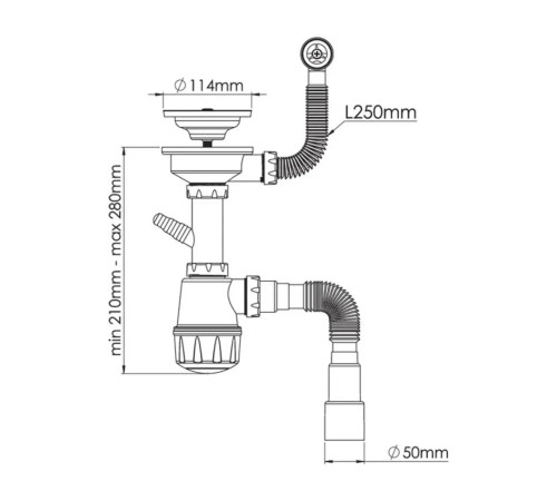 Сифон для кухонной мойки с переливом Nova NV1046