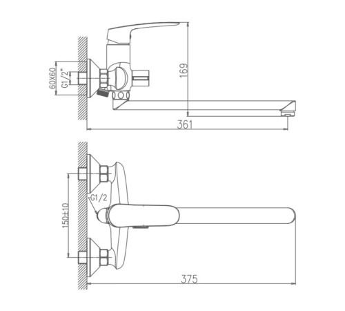 Смеситель для ванны Haiba HB22183, хром