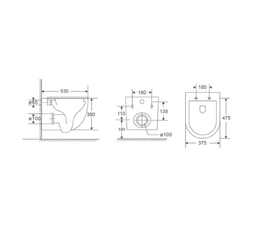 Унитаз подвесной KNOTLOR Вектор WC530PDB, светлый тауп матовый