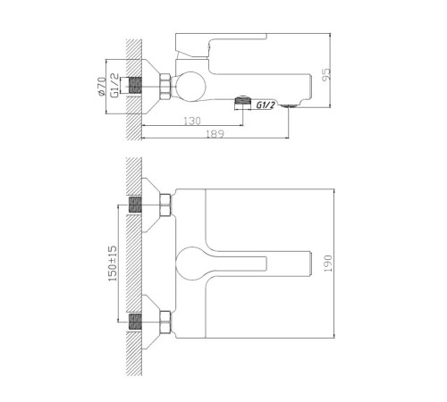 Смеситель для ванны Haiba HB60652-7, черный