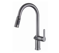 Смеситель для кухни с выдвижным изливом и дисплеем Esko Kitchen K15LEDGM, оружейная сталь