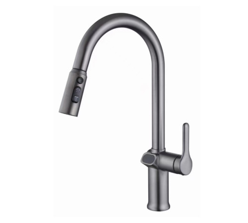 Смеситель для кухни с выдвижным изливом и дисплеем Esko Kitchen K15LEDGM, оружейная сталь