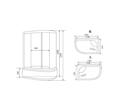 Душевая кабина Timo Standart T-1120R, 120x85x220