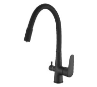 Смеситель для кухни с гибким изливом и подключением фильтра Esko Coral CL 03 B Total, черный