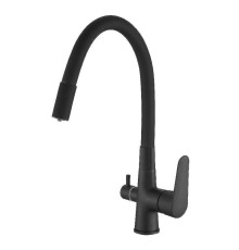 Смеситель для кухни с гибким изливом и подключением фильтра Esko Coral CL 03 B Total, черный
