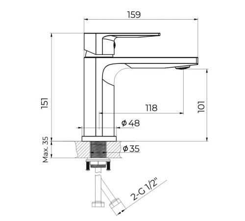 Cмеситель для раковины Knotlor KN-30, хром