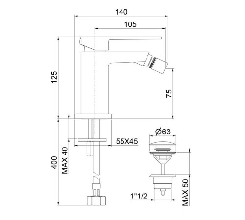 Смеситель для биде Webert Pegaso PE840102010, золото