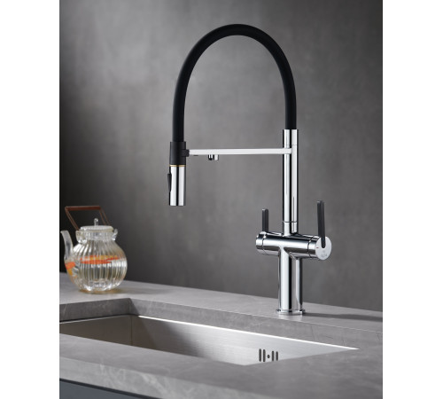 Смеситель для кухни с подключением фильтра для воды Rose R458, хром