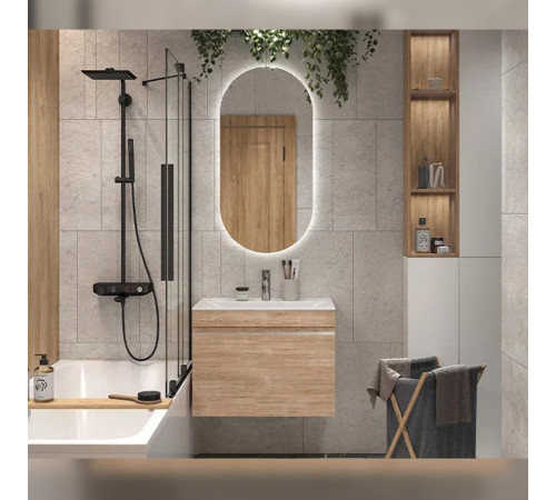 Тумба с раковиной подвесная Velvex Pulsus tp.PUL.PUL.70.1Y дуб сонома, 70 см