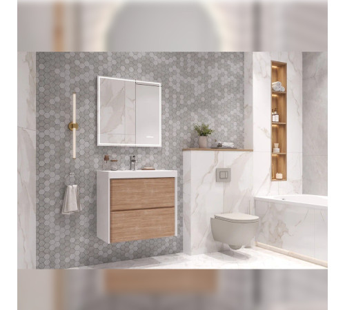 Тумба под раковину подвесная Velvex Gesso tp.GES.9696.70.2Y белый матовый/дуб сонома, 70 см