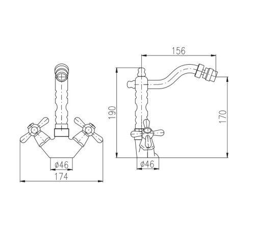 Смеситель для биде Rav Slezak MORAVA MK420.5/9SM, бронза