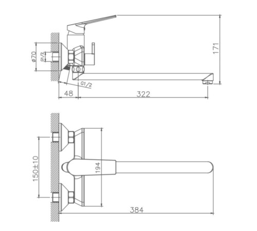 Смеситель для ванны Haiba HB22533-3, пепельный