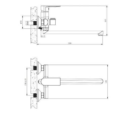 Смеситель для ванны Knotlor KN-33, хром