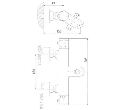Смеситель для ванны Rav Slezak Dunaj Termostat TRM54.5