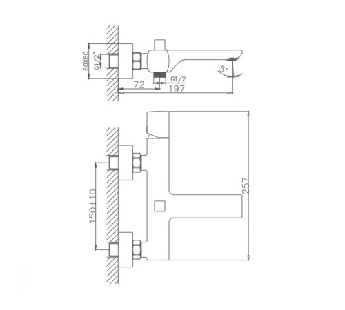 Смеситель для ванны Haiba HB60577, хром