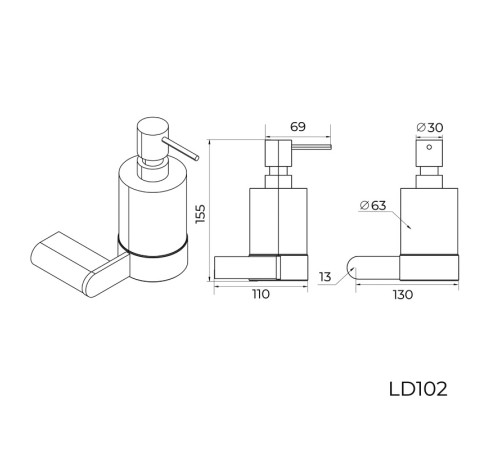 Дозатор жидкого мыла Knotlor LD102BS, сатин