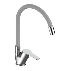 Смеситель для кухни с гибким изливом Voda Tide TD519G, хром/серый