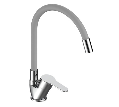 Смеситель для кухни с гибким изливом Voda Tide TD519G, хром/серый