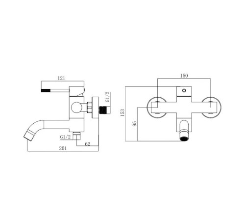 Смеситель для ванны VODA VSL54GM/VSL54AGM, оружейная сталь