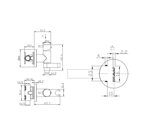 Гигиенический душ со смесителем Bravat Eler D9137CP-RUS, хром