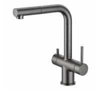 Смеситель для кухни с выдвижным изливом и подключением фильтра GAPPO G4397-79, оружейная сталь