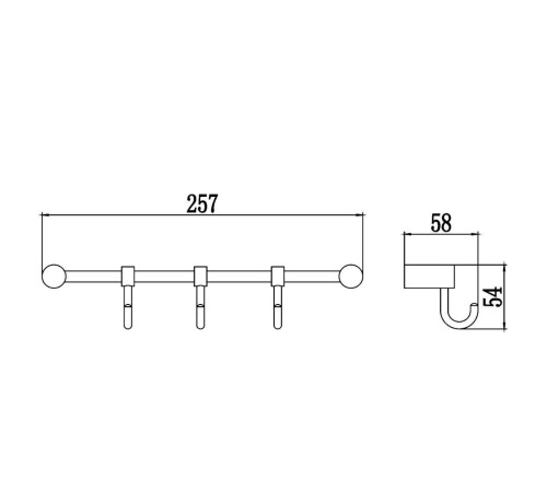 Планка с крючками Savol S-06203B, хром