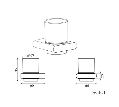 Стакан для ванной комнаты Knotlor SC101C, хром