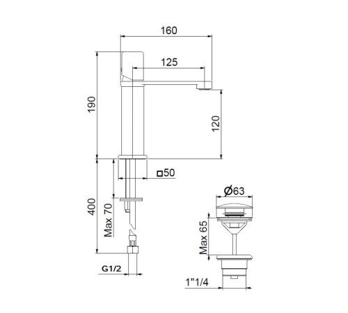 Смеситель для раковины Webert ONE-X OX830102741, белый/сталь
