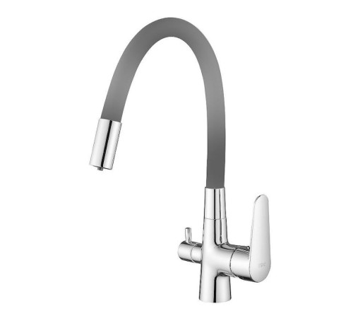 Смеситель для кухни с гибким изливом и подключением фильтра Esko Coral CL03GChr, хром/серый