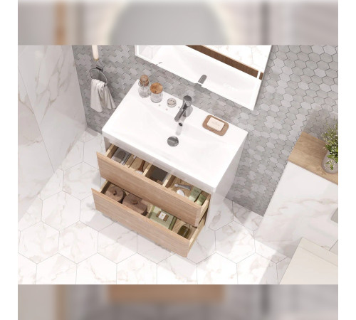 Тумба под раковину подвесная Velvex Gesso tp.GES.9696.70.2Y белый матовый/дуб сонома, 70 см