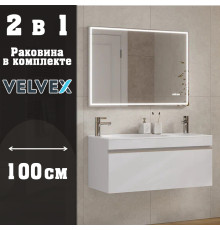 Тумба с раковиной подвесная Velvex Otto tp.OTO.OTT.100.1Y белый глянец, 100 см