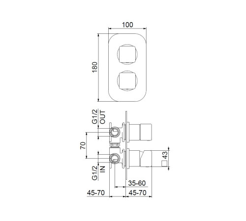 Смеситель для душа встраиваемый Webert ONE-X OX860101015, хром
