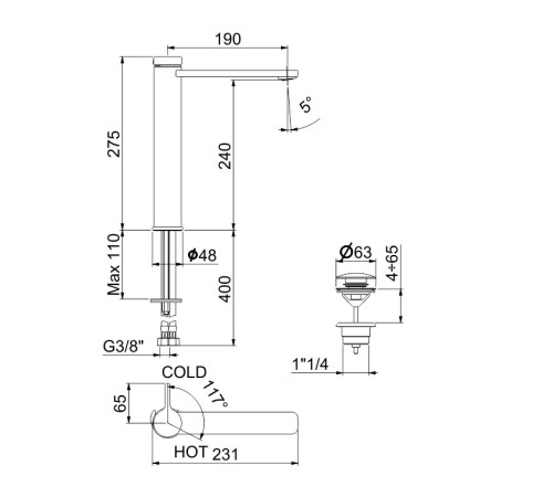 Смеситель для раковины Webert Coral CO830402015, хром
