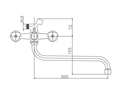 Смеситель для ванны Cron CN2211-2, хром