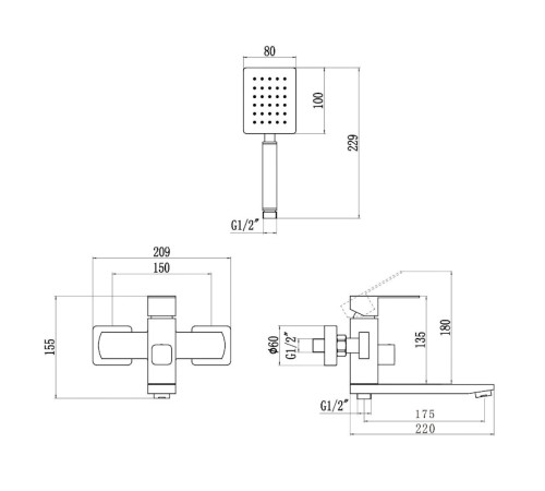 Смеситель для ванны Fmark FS8104, сатин