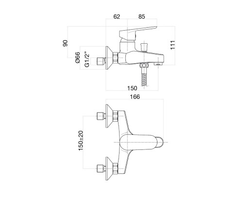 Смеситель для ванны Fiore KEVON BLACK MATT 81NN1510, черный