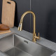 Смеситель для кухни с выдвижным изливом и режимом душ FRAP F60991-3, золотой сатин