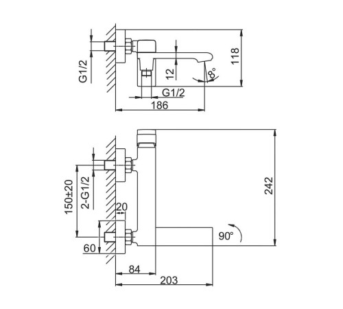 Смеситель для ванны FRAP F3284, хром