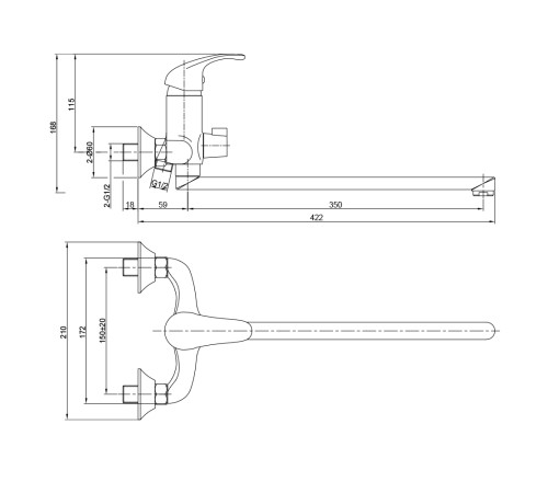 Смеситель для ванны WesnaArt LISTOK LIS01-320, хром