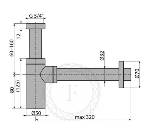Сифон для раковины FILARETE FL70GL, золотой сатин