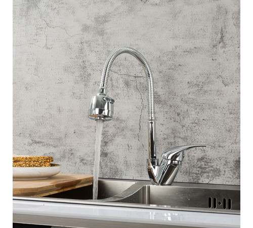 Смеситель для кухни с гибким изливом и режимом душ FRAP F4302-B, хром