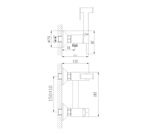 Гигиенический душ со смесителем Haiba HB5510, хром