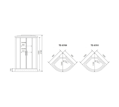 Душевая кабина Timo Eco TE-0709, 90x90x215