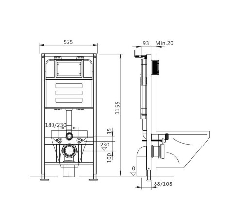 Комплект Maretti 3 в 1: унитаз CA10PBM29-844, инсталляция AC11P5211, кнопка AC12KA-740