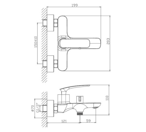Смеситель для ванны Haiba HB60616, хром
