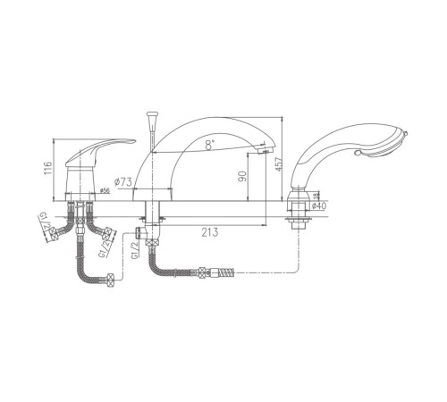 Смеситель на борт ванны Haiba HB1121, хром