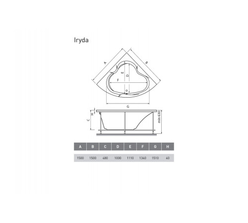 Ванна акриловая Vayer Iryda Гл000006822, 150x150