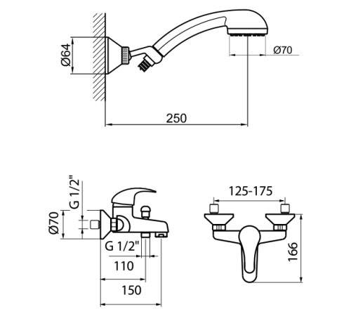 Смеситель для ванны Webert Sax Evolution SX850101015