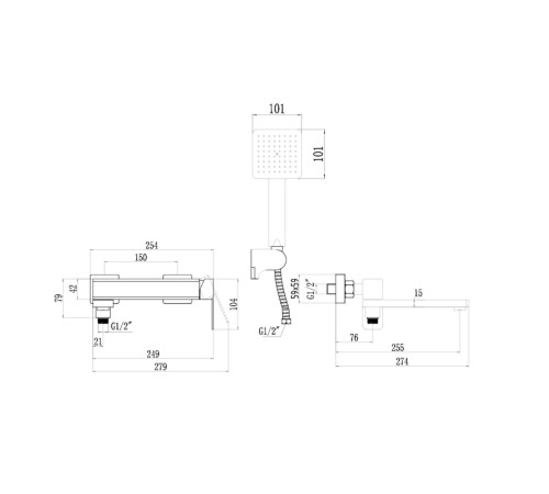 Смеситель для ванны Fmark FS8724-22H, черный